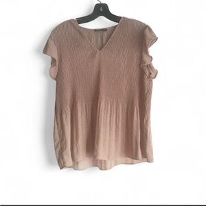 Adrianna Papell Cream Ruffle Sleeve Blouse